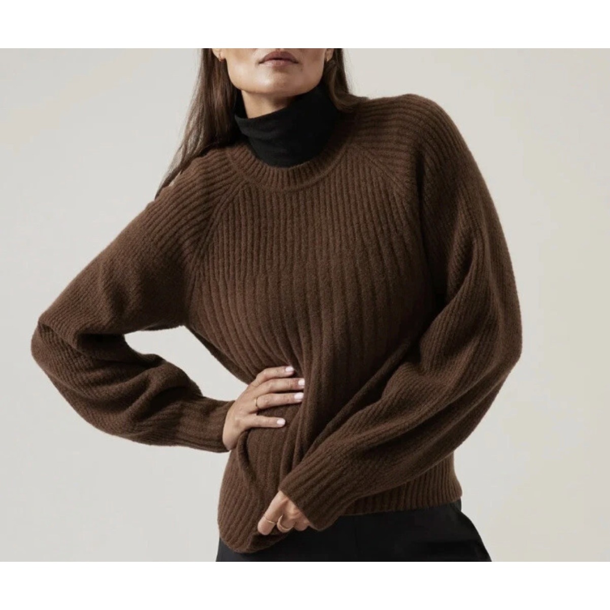 Athleta Layover Crew Neck Merino Wool Sweater In Brown Sz S